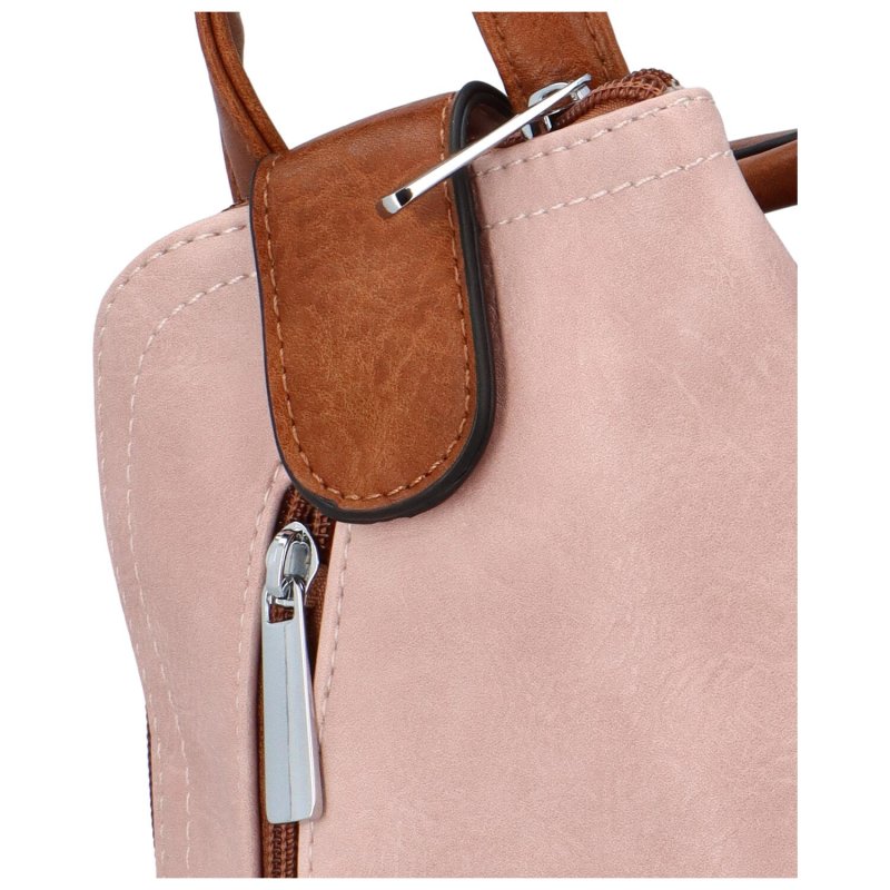 Moderní koženkový batůžek Yaro, růžová