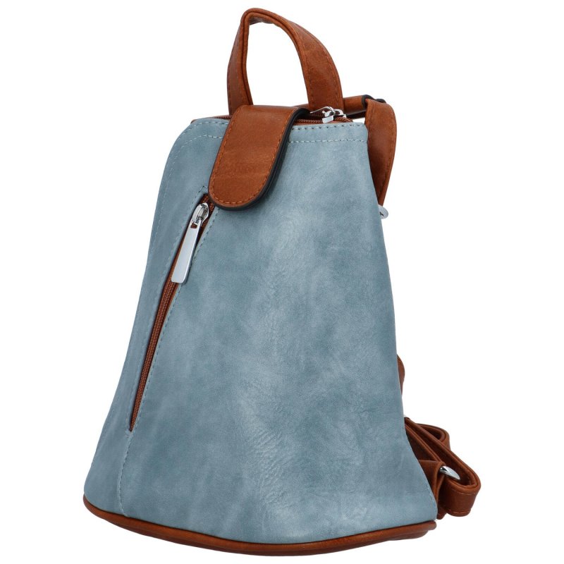 Moderní koženkový batůžek Yaro, jemná modrá