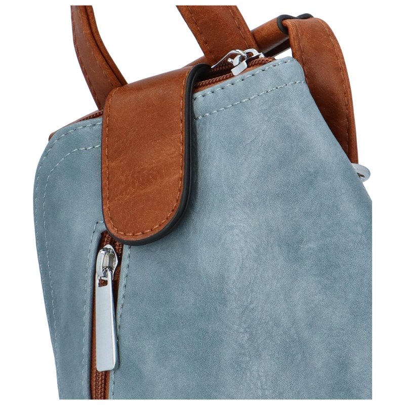 Moderní koženkový batůžek Yaro, jemná modrá