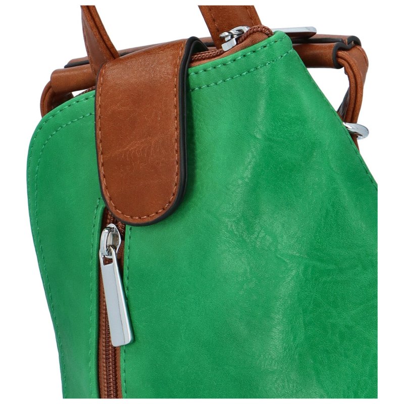 Moderní koženkový batůžek Yaro, zelená