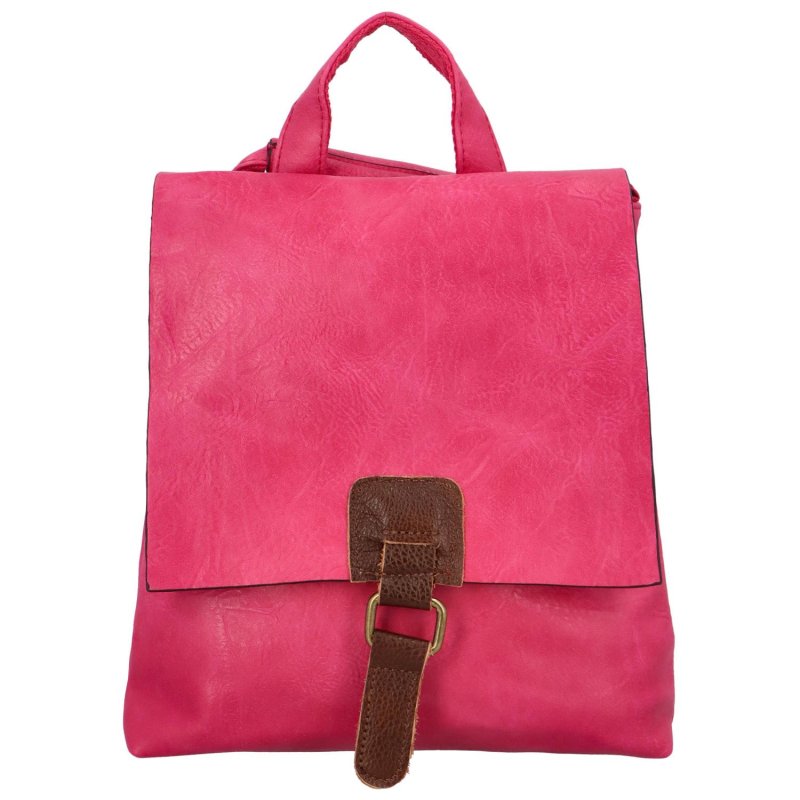 Městský koženkový batoh Enjoy, výrazná růžová