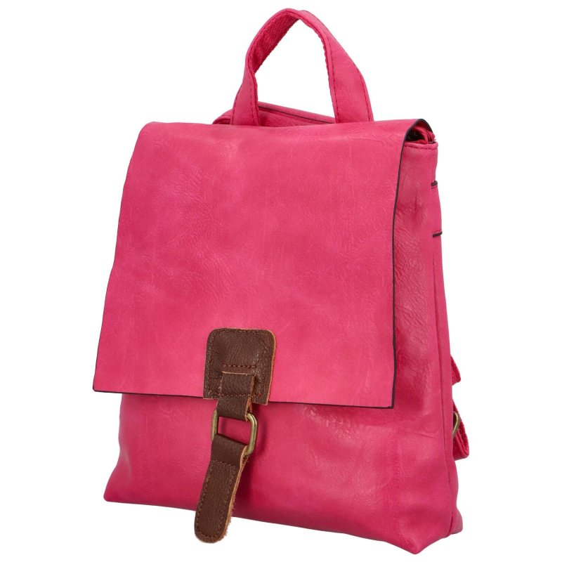 Městský koženkový batoh Enjoy, výrazná růžová