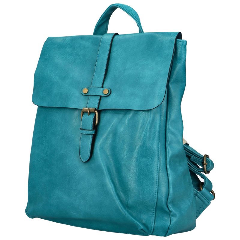 Městský dámský koženkový batoh Rita, zelenomodrá