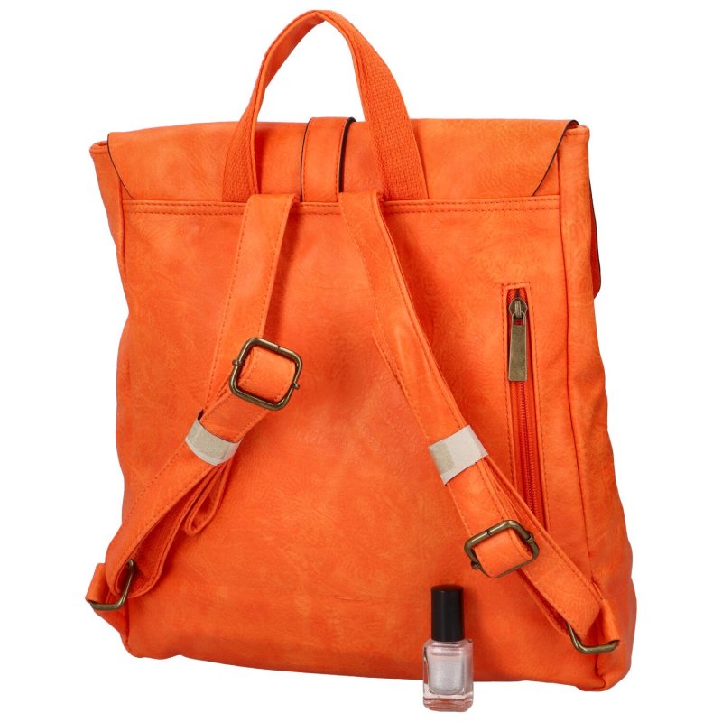 Městský dámský koženkový batoh Rita, oranžová