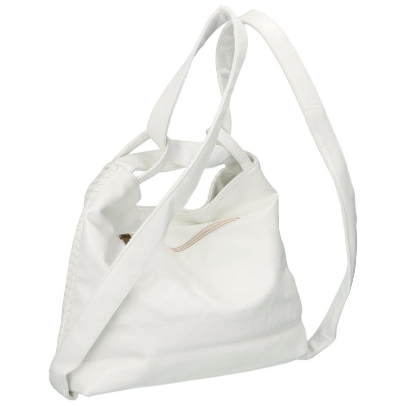 Módní proplétaný kabelko-batoh Giny, bílá