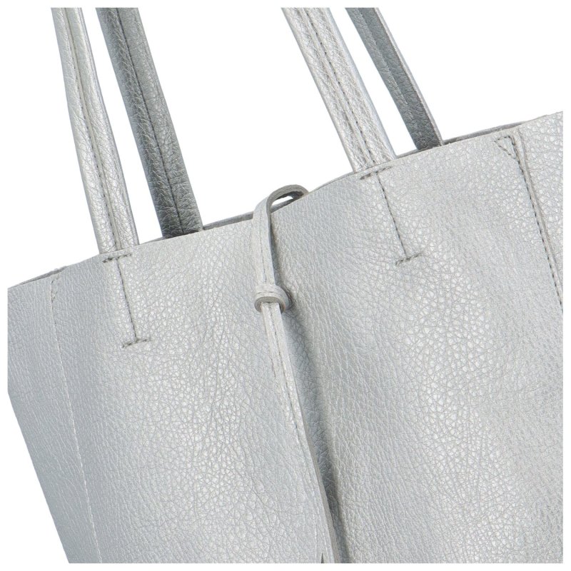 Stylová koženková kabelka 2v1 Alexa, stříbrná