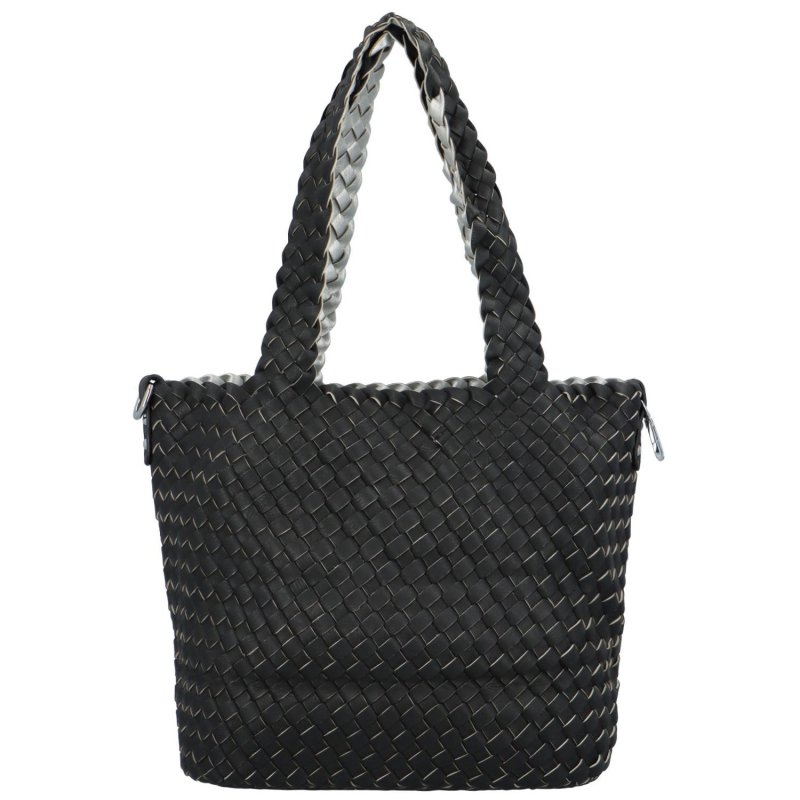 Elegantní koženková kabelka 2v1 Dora, černá - stříbrná