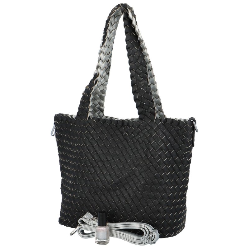 Elegantní koženková kabelka 2v1 Dora, černá - stříbrná