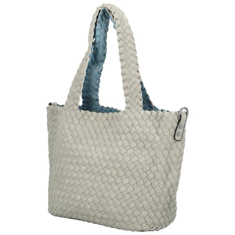 Elegantní koženková kabelka 2v1 Dora, šedá - světle modrá