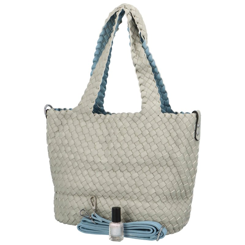 Elegantní koženková kabelka 2v1 Dora, šedá - světle modrá
