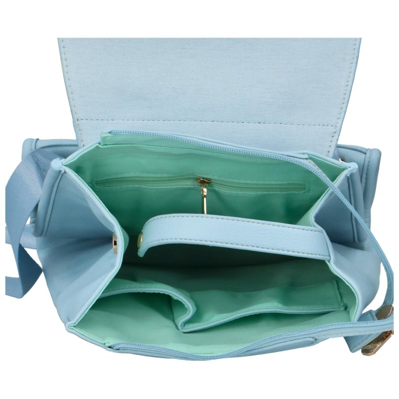 Jednoduchý dámský koženkový batoh Eluza, světle modrá