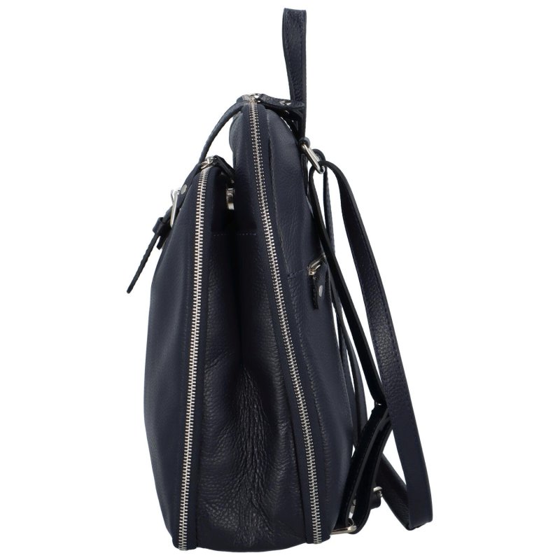Stylová dámská kožená kabelka/batoh Elekta, tmavě modrá