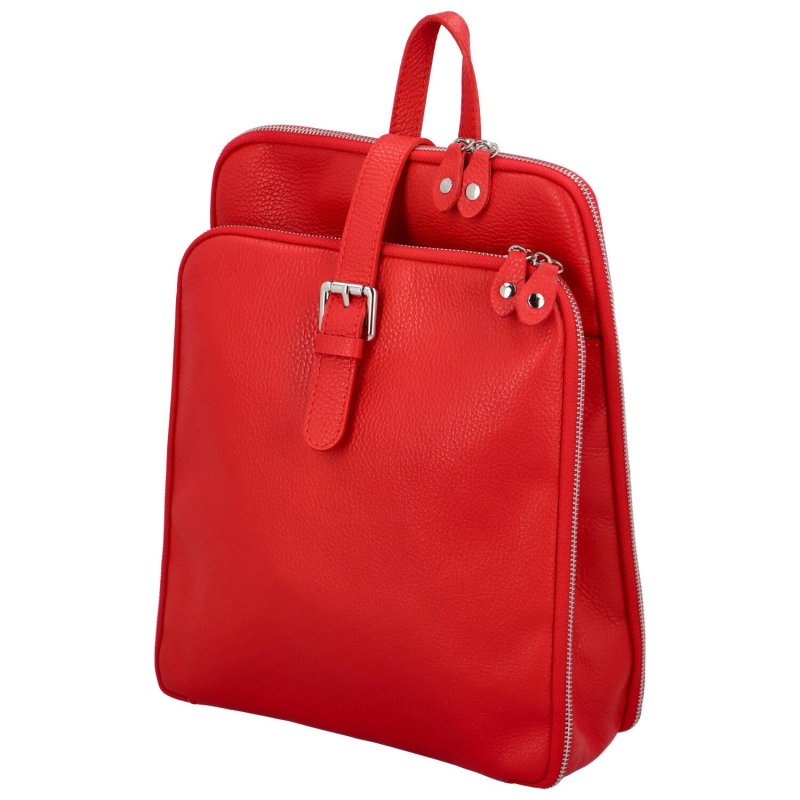 Stylová dámská kožená kabelka/batoh Elekta, červená