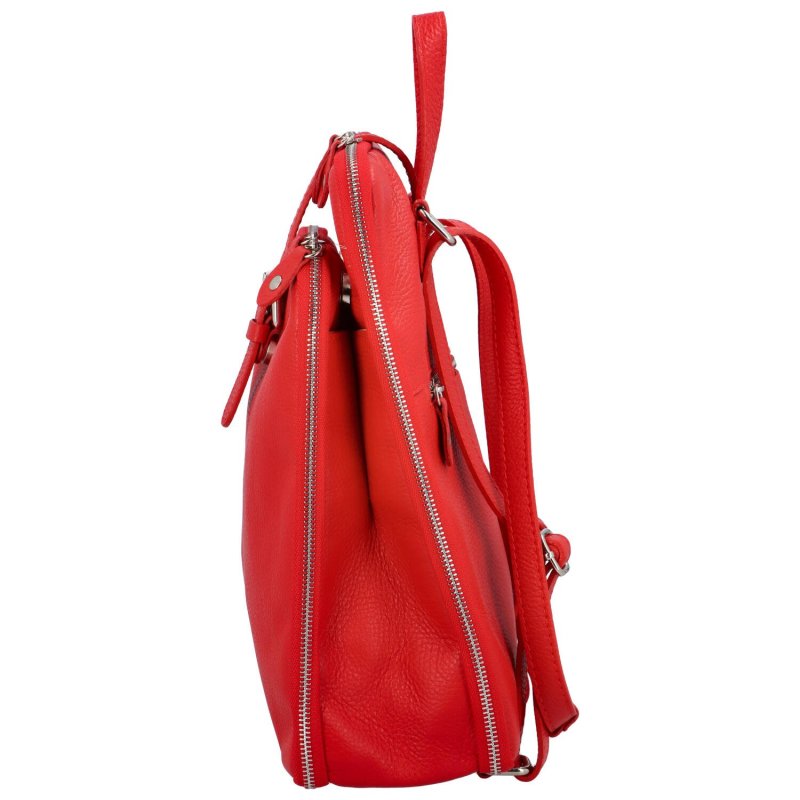 Stylová dámská kožená kabelka/batoh Elekta, červená
