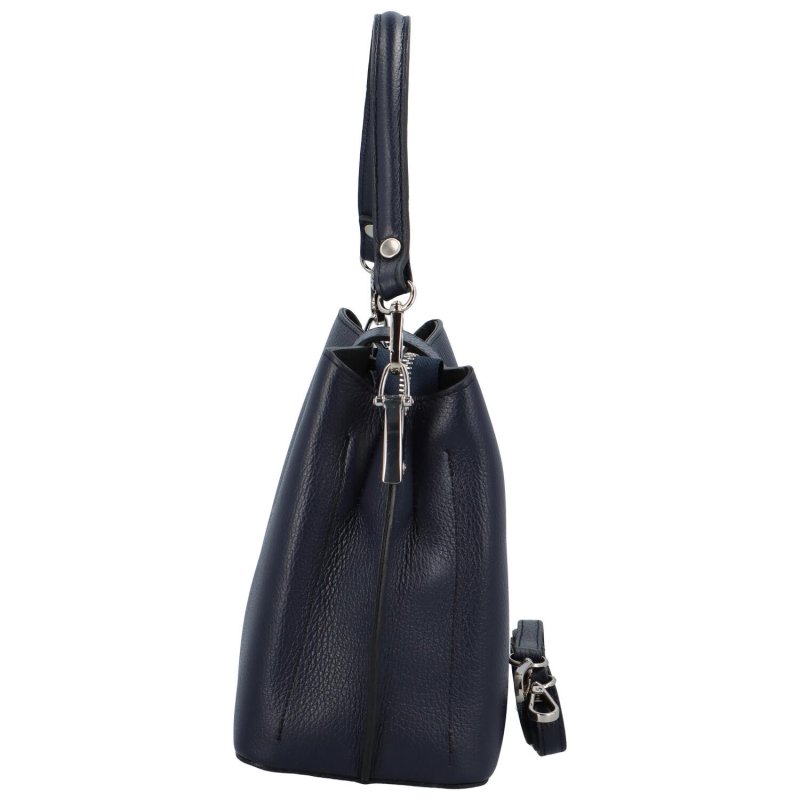 Elegantní dámská kožená kabelka Marianna, tmavě modrá