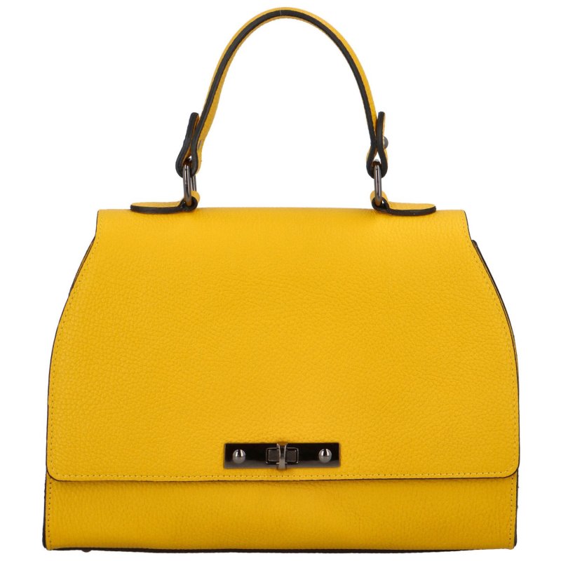 Kožená dámská kufříková kabelka do ruky Byrald, žlutá
