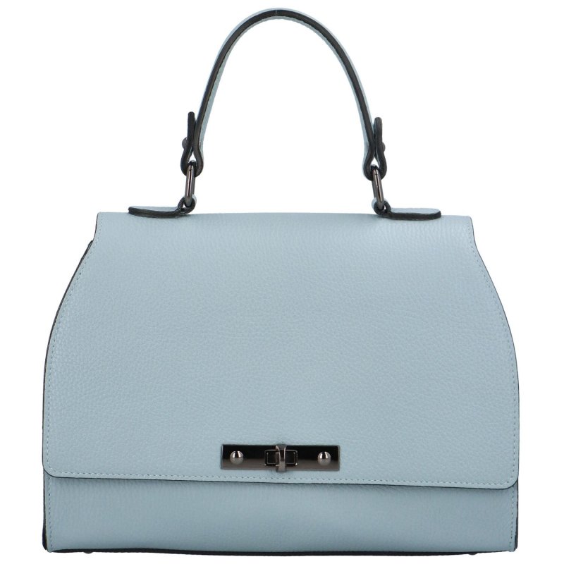 Kožená dámská kufříková kabelka do ruky Byrald, jemná modrá