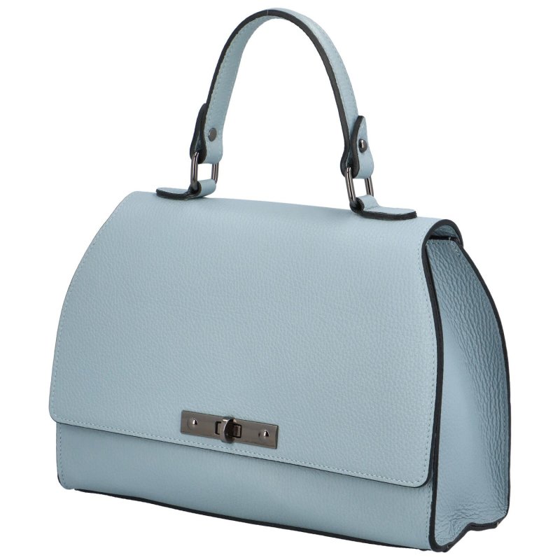 Kožená dámská kufříková kabelka do ruky Byrald, jemná modrá