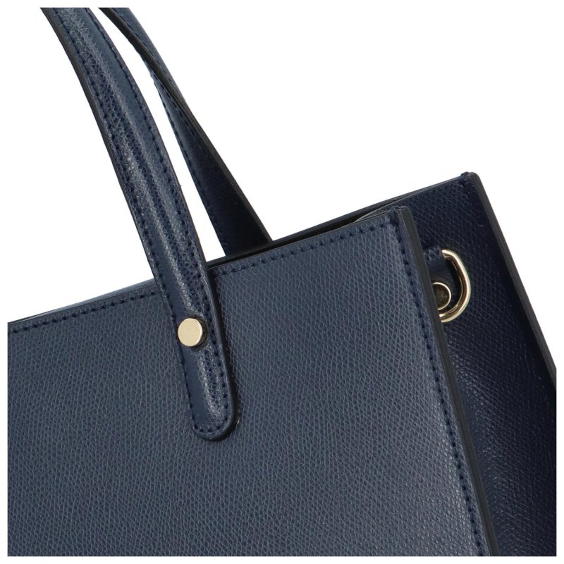 Luxusní dámská kožená kabelka do ruky Amada, tmavě modrá