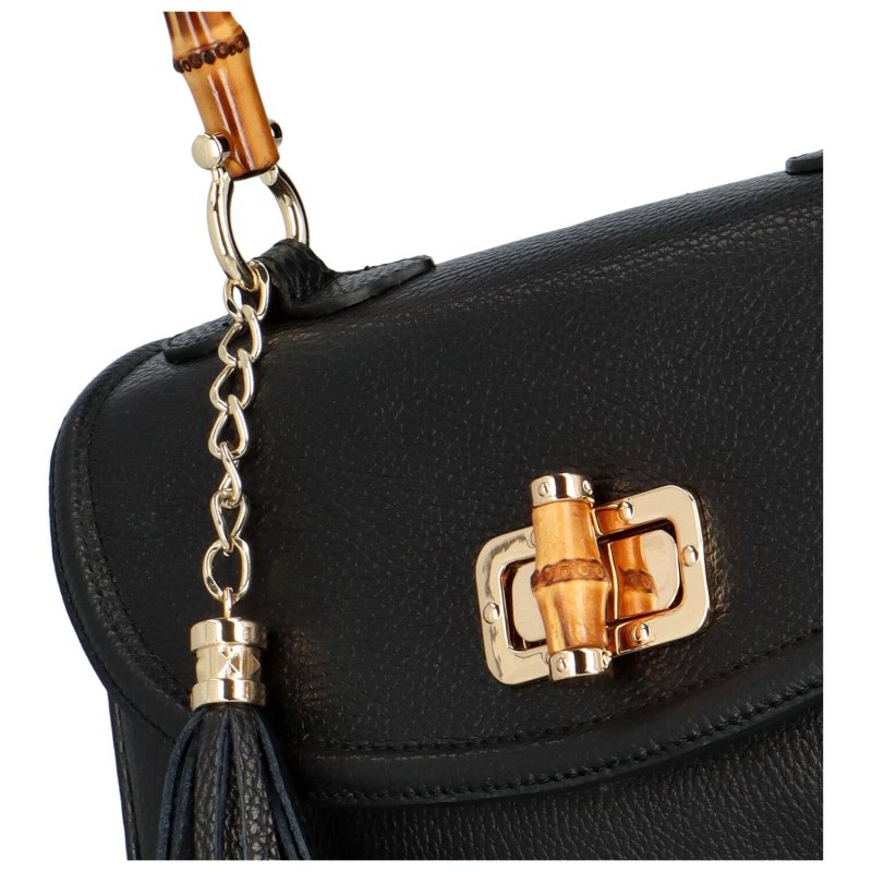 Luxusní dámská kožená kabelka Elenne, černá