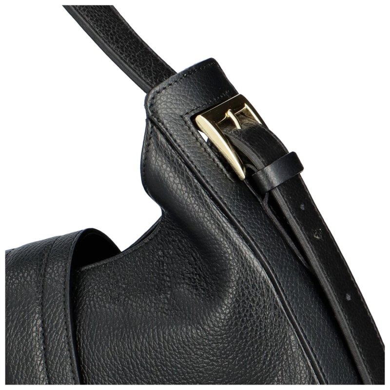 Nadčasová kožená kabelka do ruky Elegantico, černá