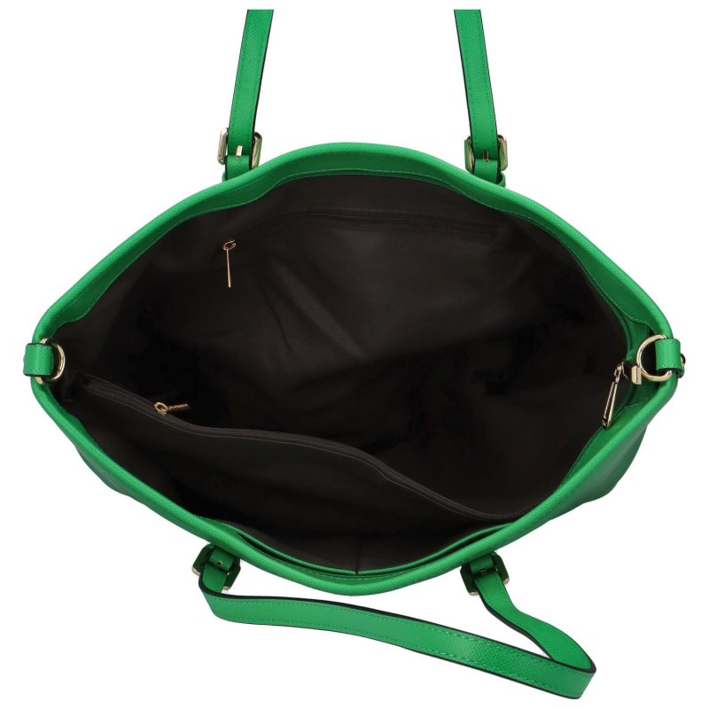 Prostorná koženková kabelka přes rameno Ketalo, zelená