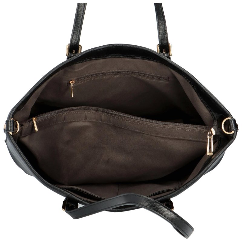 Prostorná koženková kabelka přes rameno Ketalo, černá