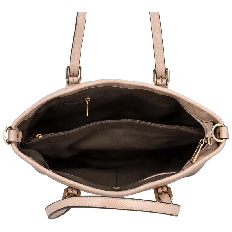 Elegantní koženková kabelka přes rameno Reamie, tmavě béžová