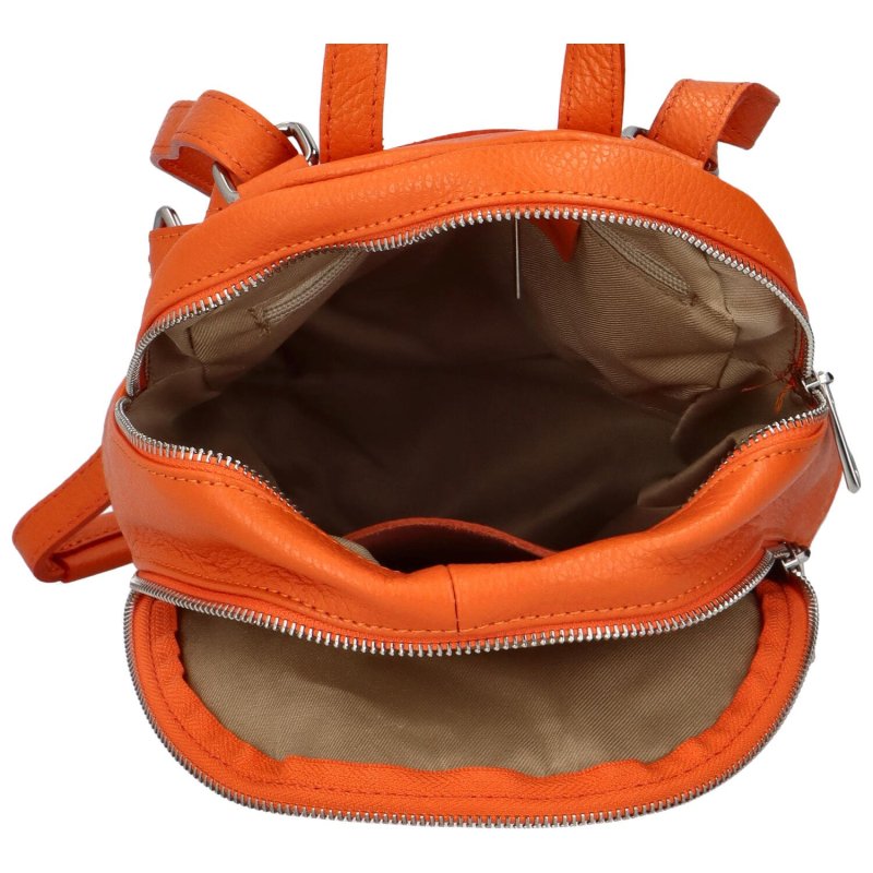 Stylová dámská kožená kabelka/batoh Durina, oranžová