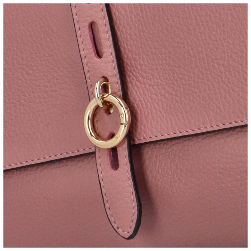 Luxusní dámská kožená kufříková kabelka do ruky Ella, růžová