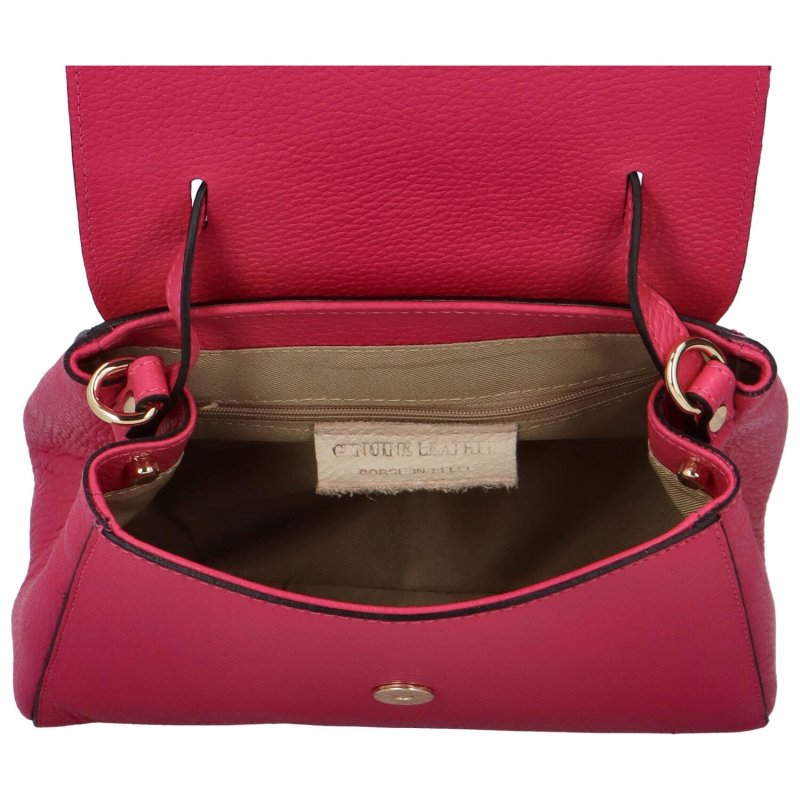 Atraktivní kožená kabelka do ruky Fátima, tmavě růžová