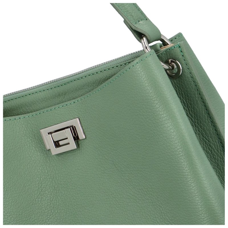 Jedinečná dámská kožená kabelka Vapeta, světle zelená