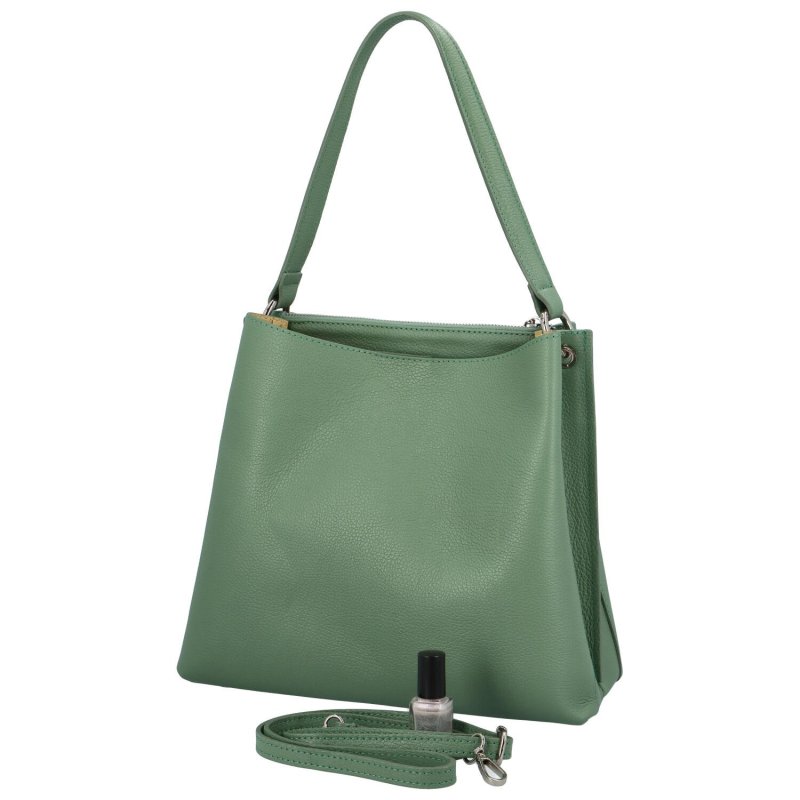 Jedinečná dámská kožená kabelka Vapeta, světle zelená