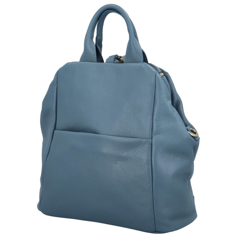 Luxusní dámský kožený kabelko-batoh Opu, světle modrá