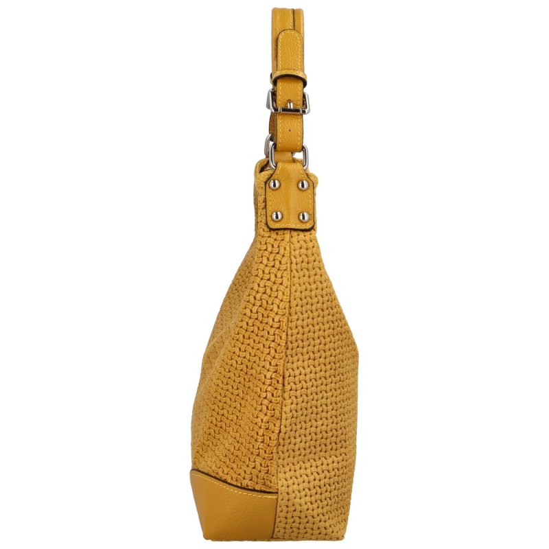 Pohodová kožená kabelka přes rameno Renove, tmavě žlutá