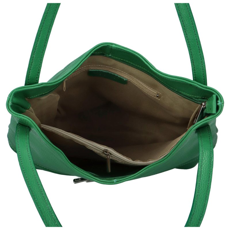 Luxusní dámská kožená kabelka přes rameno Yvet, výrazná zelená