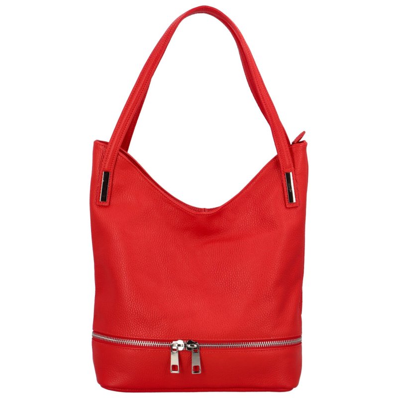 Luxusní dámská kožená kabelka přes rameno Yvet, červená