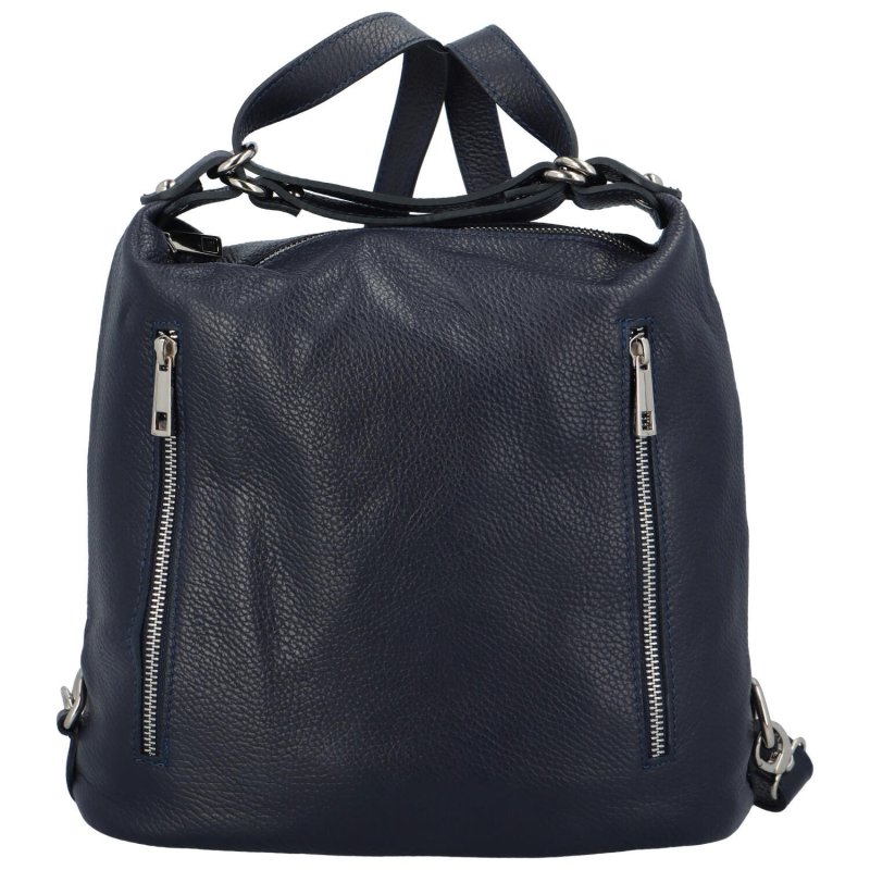 Nadčasová dámská kožená kabelka/batoh Luboko, tmavě modrá