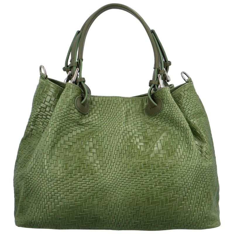 Kožená dámská velká taška do ruky Santala, zelená