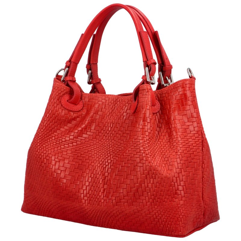 Kožená dámská velká taška do ruky Santala, červená