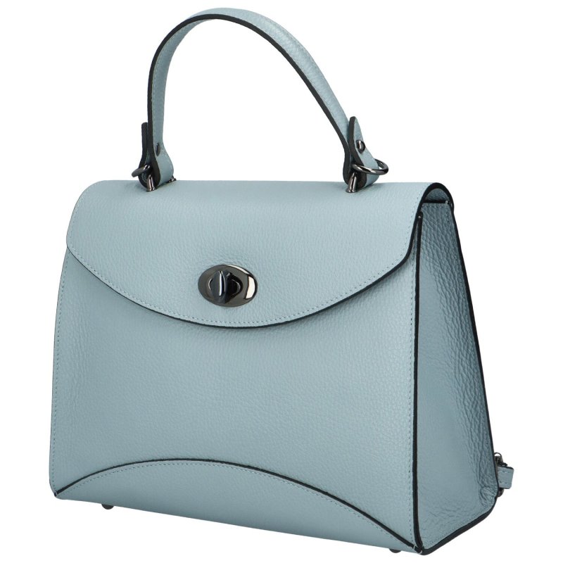 Luxusní dámská kožená kufříková kabelka do ruky Anne, světle modrá