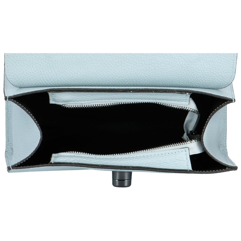 Luxusní dámská kožená kufříková kabelka do ruky Anne, světle modrá