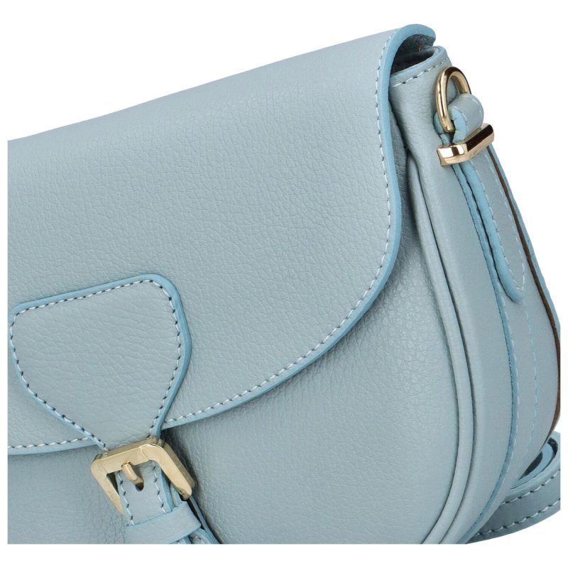 Elegantní společenská kožená kabelka Hannah, světle modrá