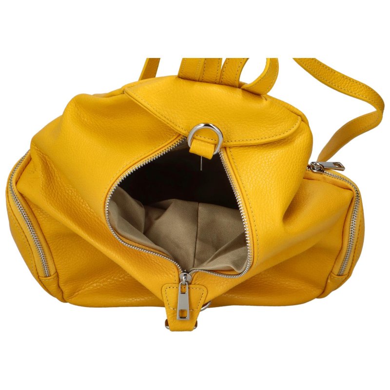 Stylový kožený dámský batoh Sonia, žlutá