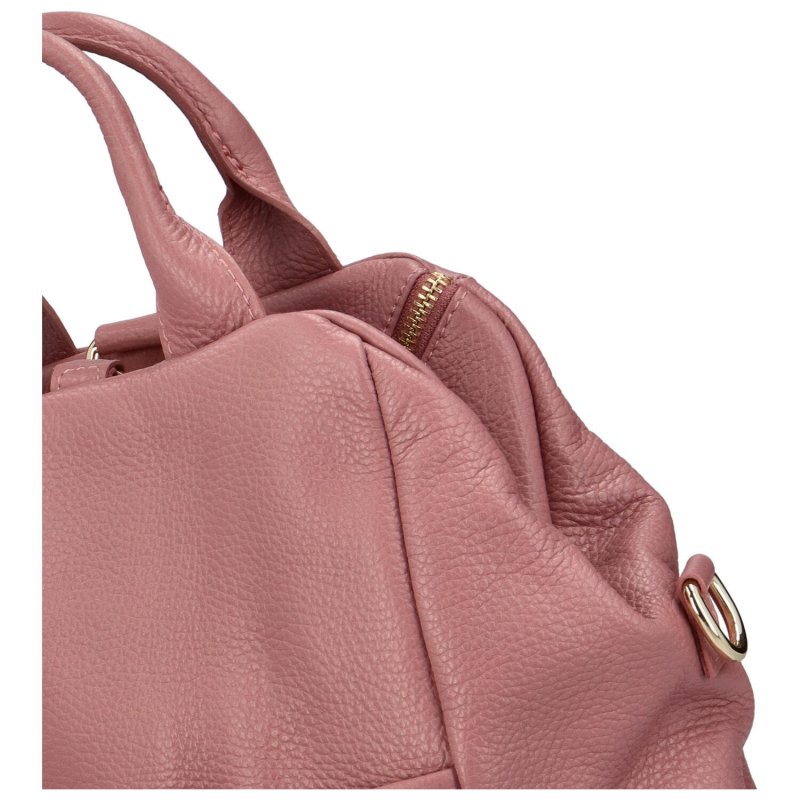 Luxusní dámský kožený kabelko-batoh Opu, růžová