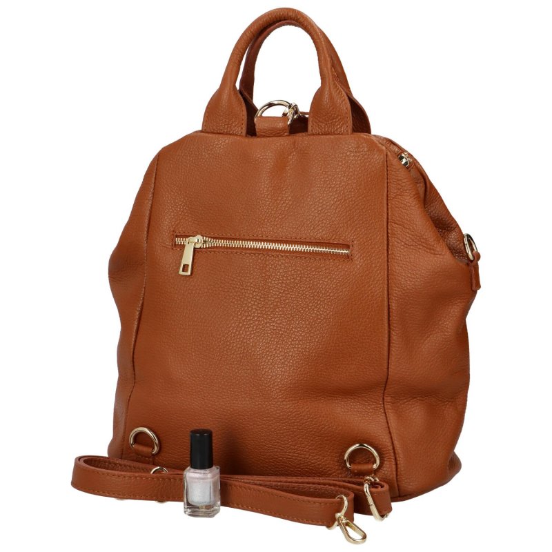 Luxusní dámský kožený kabelko-batoh Opu, hnědá