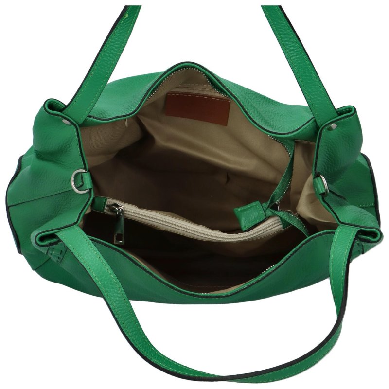 Praktická dámská kožená kabelka Cowgril, zelená