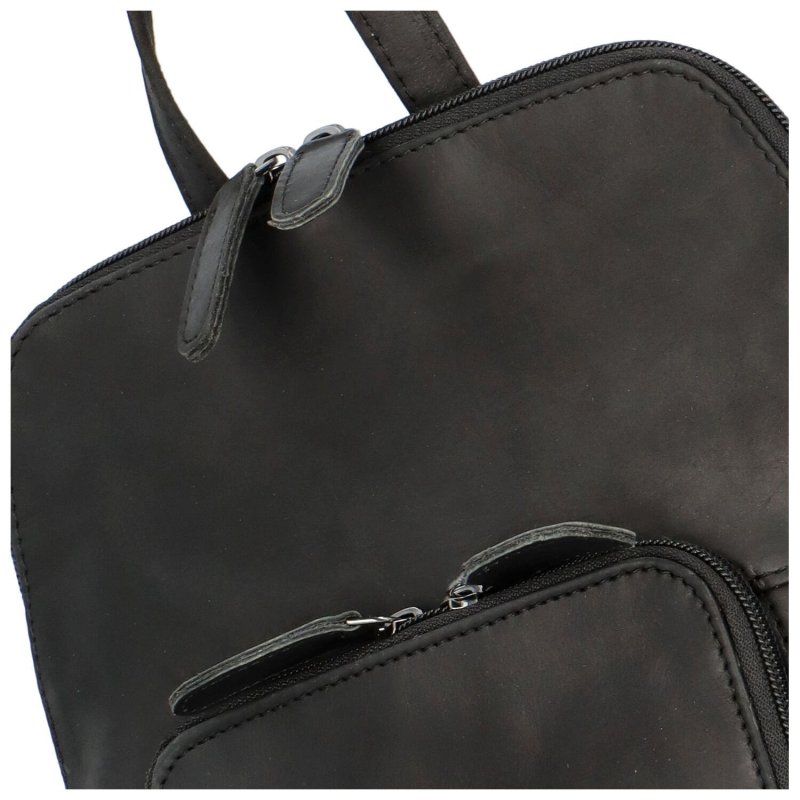 Kožený luxusní batůžek z kůže NICOLE, černá