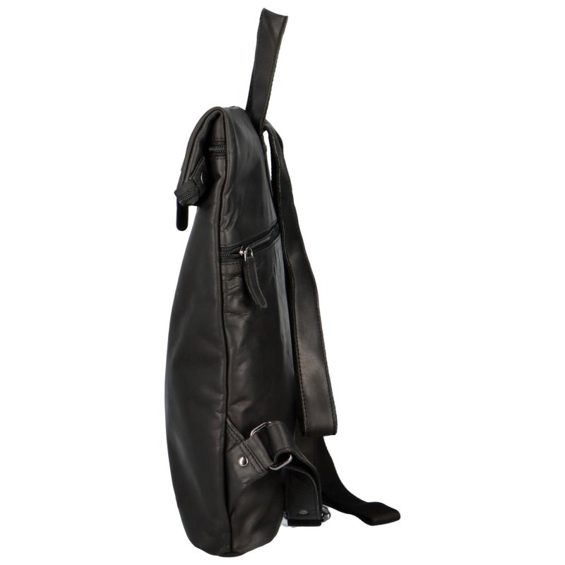 Luxusní kožený městský batoh Greenwood rucksack, černý