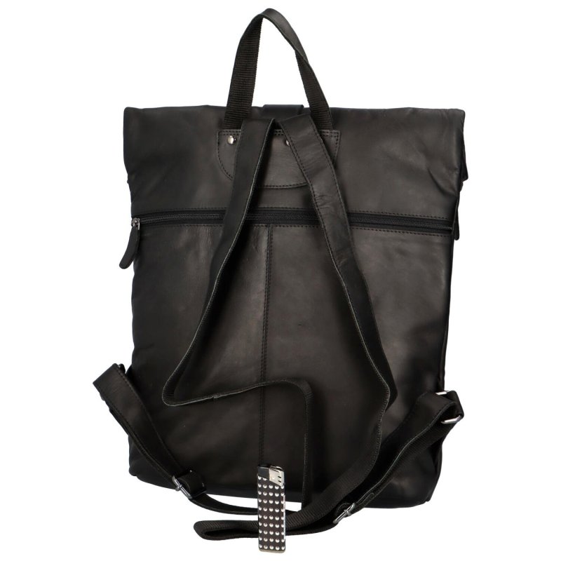 Luxusní kožený městský batoh Greenwood rucksack, černý
